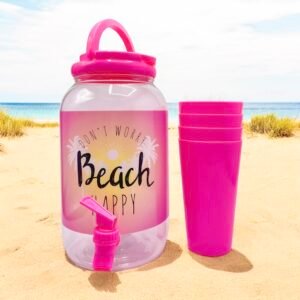 DISPENSER + 4VASOS BEACH HAPPY 3.8LT HAN-1166