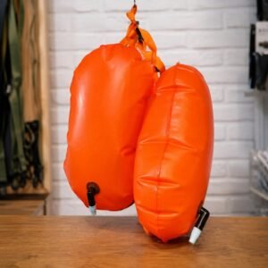 Flotador Guardavidas Inflable Naranja con Correa de Sujeción