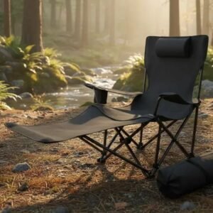 Silla Reposera Plegable Para Camping, posa manos, Apoyapiés Y Almohada