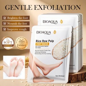 MASCARILLA EXFOLIANTE Y SUAVIZANTE PARA PIES CON PULPA ARROZ 35ML/PAIR · Cód. 23217
