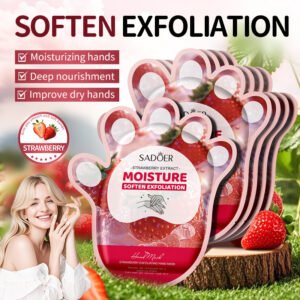 MASCARILLA PARA MANOS EXFOLIANTE CON FRUTILLA 40ML/PAR · Cód. 825310