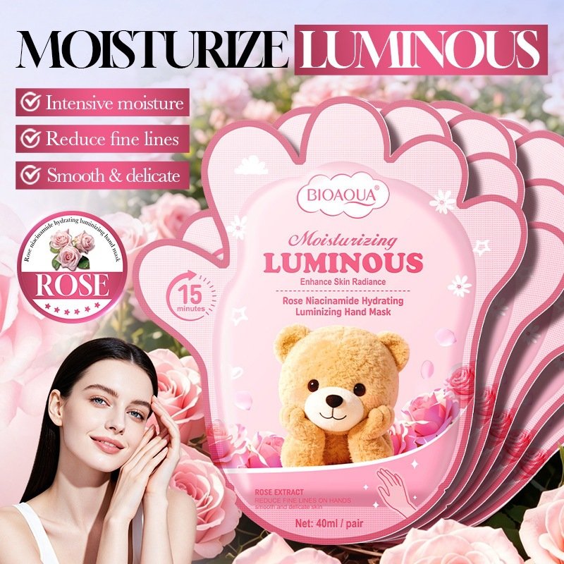 MASCARILLA PARA PIES HIDRATANTE ILUMINADORA CON NIACINAMIDA Y ROSA 40ML/PAR · Cód. 828861