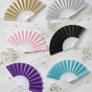 Abanicos gliterr liso x 12u surtidos colores