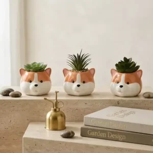 Suculenta Artificial Con Maceta Perrito Deco Oficina Home