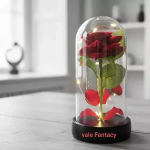 Rosa Artíficial Con Cupula Luz Cálida 15cm Alto Deco Regalo centro de mesa