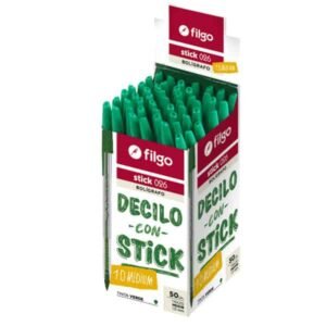 BOLIGRAFO FILGO 1MM STICK X 50 UNIDADES VERDE