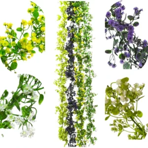 Guirnalda De Eucaliptos C/florcitas Gipsofilas Artif 170cm