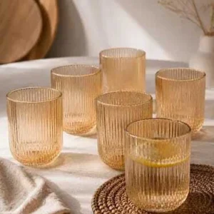 VASO VIDRO X 6U DORADO/TRANS 9.5X7.5CM