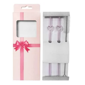 SET X 2 Sorbetes Vidrio Rosa Corazon C/limpiador 20 cm
