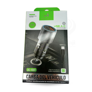 Rc-4806 usb-c/cable usb a+c 4.8a cargador p/auto _ 12804