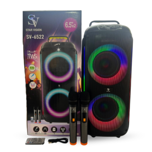 Sv-6522 parlante portatil 6.5"x2 c/2microfonos 12816