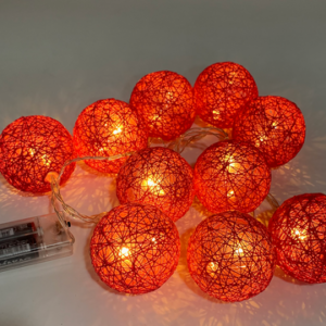 GUIRNALDAS DE LUCES LED CON DISEÑO DE ESFERAS DE HILO COLOR ROJO 2007505076279
