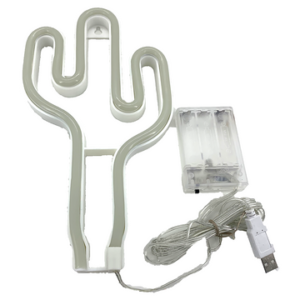 LÁMPARA VELADOR DE NEÓN CON DISEÑO DE CACTUS C/USB/PILA 2007505085660
