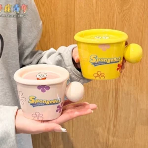 TAZA CERAMICA CON TAPA AMARILLO