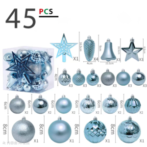 SET DE PELOTAS DE NAVIDAD CELESTE X 45