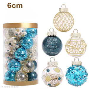 SET DE PELOTAS NAVIDAD CELESTE + DORADA X 25