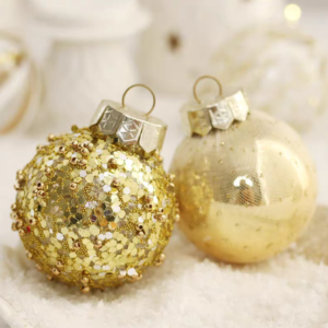 SET DE PELOTAS NAVIDAD BLANCA + DORADA X 25