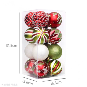 SET DE PELOTAS NAVIDAD ROJA + VERDE +DORADA X 16