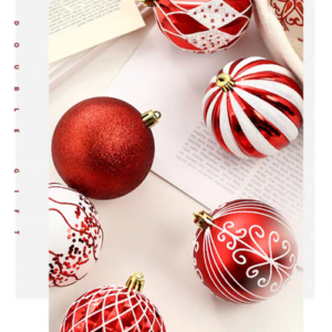 SET DE PELOTAS NAVIDAD ROJA + BLANCA X 16