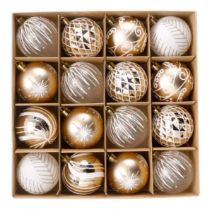SET DE PELOTAS NAVIDAD COLOR CHAMPAGNE X 16