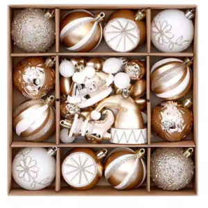 SET DE PELOTAS + ADORNOS NAVIDAD DORADO X 46 PIEZAS