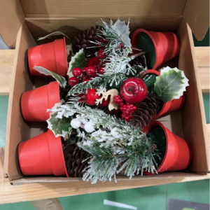 MACETA CON ADORNO DE NAVIDAD CAJA X 6 SURT.