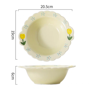 BOWL CERAMICA GRANDE CON FLOR AMARILLO