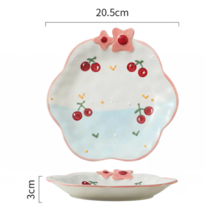 PLATO CERAMICA CON FLOR Y CHERRY