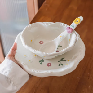 BOWL CERAMICA FORMA CORAZON 6.5" CEREZAS