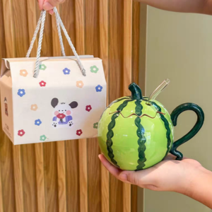 TAZA CERAMICA CON FORMA DE SANDIA CON SORBETE