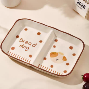 PLATO CERAMICA CON DIVISIONES GATO Y PERRO