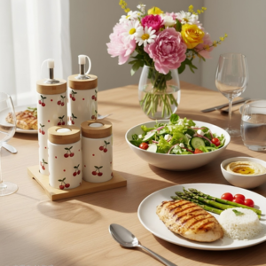 SET DE MESA CERAMICA 4 PCS CEREZAS