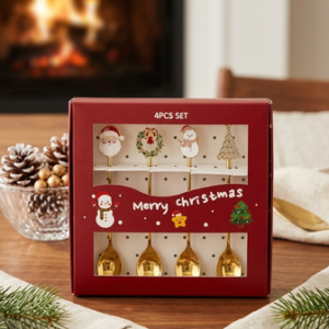 SET DE CUCHARITAS NAVIDAD X 4 EN CAJA DE REGALO