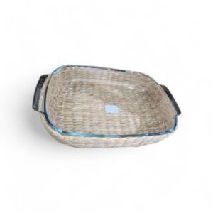 Fuente de vidrio rec c/mimbre 38cm